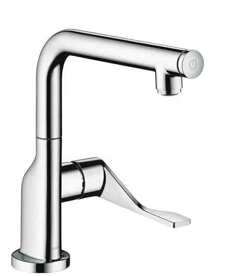 Küchenmischer von AXOR mit schwenkbarem Auslauf und einem Hebel, hergestellt aus verchromtem Material. Eignet sich für moderne Küchenanwendungen.